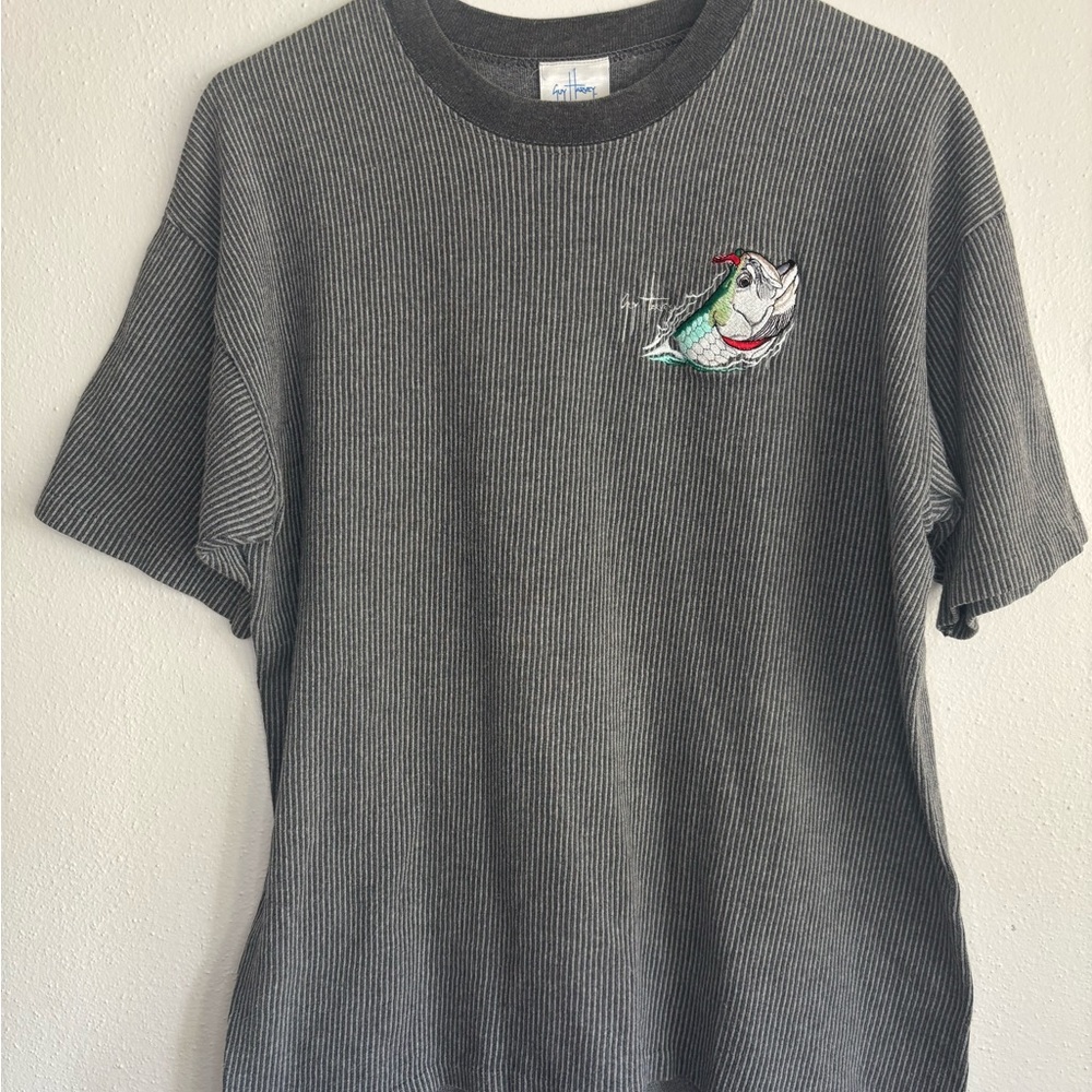 Vintage Guy Harvey Men’s Embroidered Tarpon Large Gray Shirt Made In USA